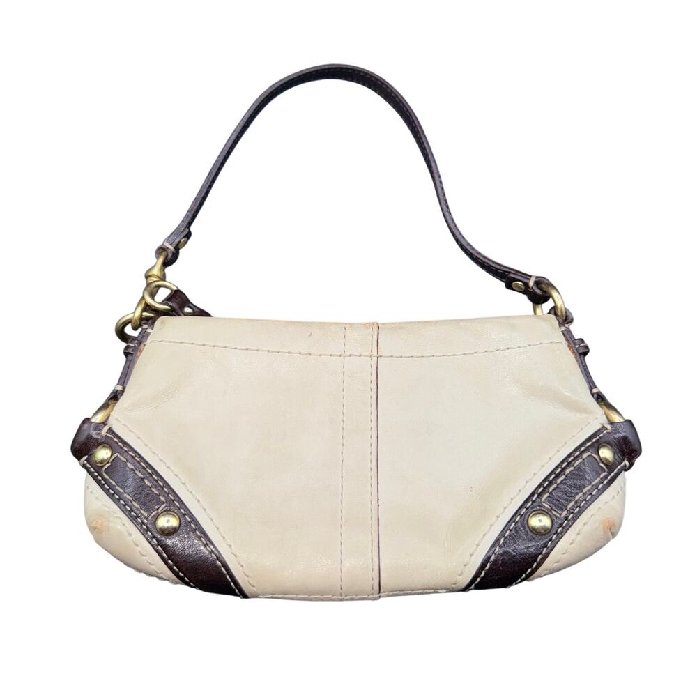 Vintage Coach Carly Micro Mini Demi Shoulder Bag Cream Brown Leather Y2K No Tag